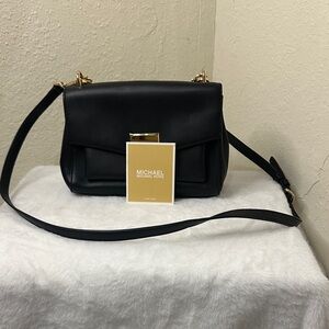 Michael Kors Black Crossbody Bag with Gold Accents
